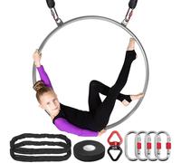 DASKING Aerial Hoop 2 Points - 80 85 90cm Stainless Steel Aerial Lyra Hoop Set with Portable Bag Heavy Duty 500lb Capacity Hanging Yoga Rigging Ring Kit for Fitness Circus Training Acrobatics Dance