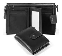 DASKING Men's Wallet, 16-in-1 Men Leather Wallet RFID Blocking Credit Card Holder Bifold Purse with Zipper Coin Pocket, Anti Theft Security Wallets Gifts for Men UK