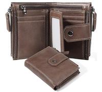 DASKING Men's Wallet, 16-in-1 Men Leather Wallet RFID Blocking Credit Card Holder Bifold Purse with Zipper Coin Pocket, Anti Theft Security Wallets Gifts for Men UK