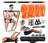 DASKING Resistance Bands Set with 98cm Detachable Exercise x3 Bar, 4 Different Level Pull Up Bands - Fitness Workout Bars Kit for Strength Training, Pilates, Yoga - Home Gym Sports System Equipment