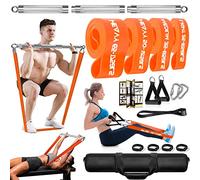 DASKING Resistance Bands Set with 98cm Detachable Exercise x3 Bar, 4 Different Level Pull Up Bands - Fitness Workout Bars Kit for Strength Training, Pilates, Yoga - Home Gym Sports System Equipment