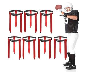 DASKING Tag Rugby Belts with 3 Flags 7pack - 130cm Adjustable Flag Rugby/Flag Football Belts for Kids, Youth & Adults - Durable Football Accessories for Coaching, Schools & Family Games