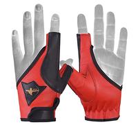 Daskz Archery Gloves One Finger Shooting Left hand Bow Gloves- Professional Leather hunting Gloves for Adults (Red, XL, Left)