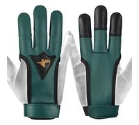 Daskz Archery Gloves Three Fingers Shooting Right hand Bow Gloves- Professional Leather hunting Gloves for Adults (Green, XS, Left)