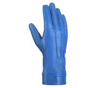 Daskz Leathers Genuine Leather Short Cuff Gloves for Marching Band, Parade, Stage Shows - Gold Snap Button - Unisex - Multiple Colors (Blue, M)