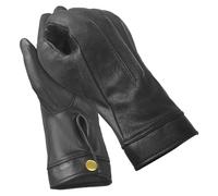 Daskz Leathers Genuine Leather Short Cuff Gloves for Marching Band, Parade, Stage Shows - Gold Snap Button - Unisex - Multiple Colors(Black, S)