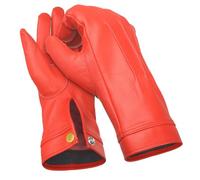 Daskz Leathers Genuine Leather Short Cuff Gloves for Marching Band, Parade, Stage Shows - Gold Snap Button - Unisex - Multiple Colors (Red, L)