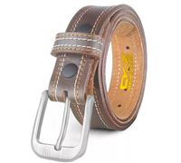 Daskz Leathers LEATHER BELTS 100% GENUINE Double stitch Black/Brown 24'' to 64'' (BKL-08) (Brown without Box, 36-38-40)