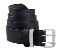 Daskz Leathers Leather Double Prong Belt - 100% Genuine Heavy Duty, Silver Buckle, Waist Sizes 30”-72”, Optional Gift Box