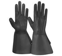 Daskz Leathers Men's Long Cuff Gauntlets Gloves Piper Drummer Band Gloves (Black, XXL)