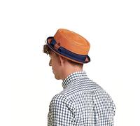 DASMARCA Mens Summer Paper Straw Skimpy Brim Retro Porkpie Hat - Rico Orange M