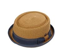 DASMARCA Mens Summer Paper Straw Telescope Crown Retro Porkpie Hat - Rico Mustard S