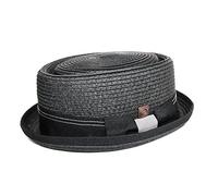 DASMARCA Rico Black Braided Summer Paper Straw Telescope Crown Retro Porkpie Hat - XL