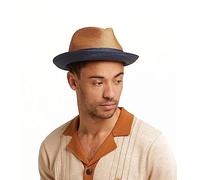DASMARCA Summer Rust Crushable & Packable Straw Fedora Hat - Florence - XL