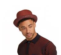 DASMARCA Tommy Summer Braided Paper Straw Porkpie hat for Men & Women, Malbec, M