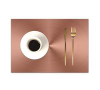DASNK Table Mats Set of 4 Woven Vinyl Place Mats for Dinner Table Washable & Durable Indoor/Outdoor Use Table Accessories,Copper,Circle Copper Steel Texture Inspired Radial and Round Plaque w,12x18in
