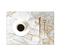 DASNK Table Mats Set of 4 Woven Vinyl Place Mats for Dinner Table Washable & Durable Indoor/Outdoor Use Table Accessories,White gold marble texture pattern background with high resolution,12x18in