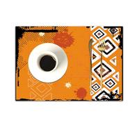 DASNK Table Mats Set of 4 Woven Vinyl Place Mats for Dinner Table Washable & Durable Indoor/Outdoor Use Table Accessories,Tribal, Ethnic African Design with Bold Lines Geometric Triangles Art,12x18in