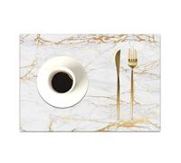 DASNK Table Mats Set of 4 Woven Vinyl Place Mats for Dinner Table Washable & Durable Indoor/Outdoor Use Table Accessories,Luxury White Marble texture background.,12x18in