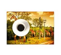 DASNK Table Mats Set of 4 Woven Vinyl Place Mats for Dinner Table Washable & Durable Indoor/Outdoor Use Table Accessories,Giraffe Wildlife African Safari, Giraffe and Animals Art,12x18in