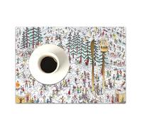 DASNK Table Mats Set of 4 Woven Vinyl Place Mats for Dinner Table Washable & Durable Indoor/Outdoor Use Table Accessories,Wheres Where Waldo Ski Wally Handford Children Book,12x18in
