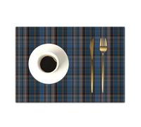 DASNK Table Mats Set of 4 Woven Vinyl Place Mats for Dinner Table Washable & Durable Indoor/Outdoor Use Table Accessories,Seamless Tartan Plaid,12x18in