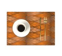 DASNK Table Mats Set of 4 Woven Vinyl Place Mats for Dinner Table Washable & Durable Indoor/Outdoor Use Table Accessories,Copper decor, artistic autumn nature inspired pattern with reic1,12x18in
