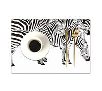 DASNK Table Mats Set of 4 Woven Vinyl Place Mats for Dinner Table Washable & Durable Indoor/Outdoor Use Table Accessories,Set of zebras. Collection of wild zebras in various postures. Black a,12x18in