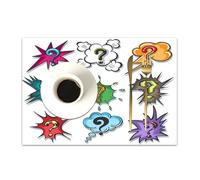 DASNK Table Mats Set of 4 Woven Vinyl Place Mats for Dinner Table Washable & Durable Indoor/Outdoor Use Table Accessories,Pop art speech bubble question marks.,12x18in