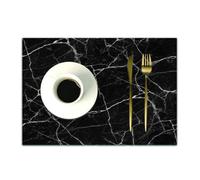 DASNK Table Mats Set of 4 Woven Vinyl Place Mats for Dinner Table Washable & Durable Indoor/Outdoor Use Table Accessories,black distressed background cracked marble stone wall texture seamles,12x18in