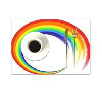 DASNK Table Mats Set of 4 Woven Vinyl Place Mats for Dinner Table Washable & Durable Indoor/Outdoor Use Table Accessories,Rainbow, watercolor brush stroke rainbow,12x18in