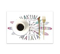 DASNK Table Mats Set of 4 Woven Vinyl Place Mats for Dinner Table Washable & Durable Indoor/Outdoor Use Table Accessories,aztec lettering print hakuna matata summer t-shirt design,12x18in