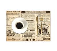 DASNK Table Mats Set of 4 Woven Vinyl Place Mats for Dinner Table Washable & Durable Indoor/Outdoor Use Table Accessories,Paris,Vintage Old Historic Newspaper Journal French Paper Lettering A,12x18in