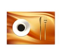 DASNK Table Mats Set of 4 Woven Vinyl Place Mats for Dinner Table Washable & Durable Indoor/Outdoor Use Table Accessories,Copper decoration, abstract color energy F in wave sition,12x18in