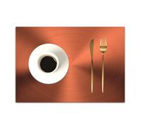 DASNK Table Mats Set of 4 Woven Vinyl Place Mats for Dinner Table Washable & Durable Indoor/Outdoor Use Table Accessories,Copper Decor,Realistic Circular Brushed Texture Image Iron Stainless,12x18in