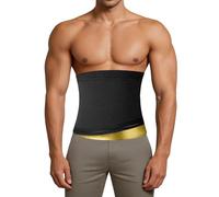 DASONLUE Men's Compression Waist Cincher Fitness Body Shaper Trainer Sauna Workout Thermal Band Abdominal Belt Sweat Belt Waist Trainer Abdominal Trainer Sweat Belt, gold, L