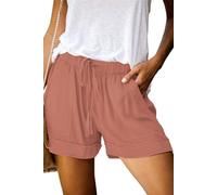 Daspkuwy Shorts Womens Leisure Popular Curvy Yoga Shorts for Women with Pockets Drawstring Pull on Regular Fitness Biking Sports Hot Pants Pink M