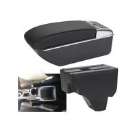 DASTOP Car Armrest Box Center Console for Peugeot 208 2008 2019-2024, Auto Arm Rest Central Storage Box Organizer Double Layer Armrest Interior Accessories,Black-line-D/NoUSB