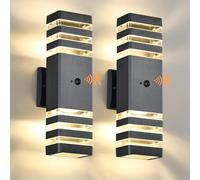 DASTOR - Motion Sensor Outdoor Wall Lights 2 Pack, 3-Layer Outdoor Lighting, Exterior Porch Lights for House and Garage