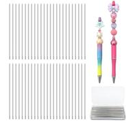 DASTTUIS 50 Pcs Pen Extenders for Beadable Pens Bulk - 3.8 Inch Stainless Steel DIY Beaded Pens Extender Rods with Blank Metal Bars Replacement, Office Accessories & Craft Gifts for Teachers
