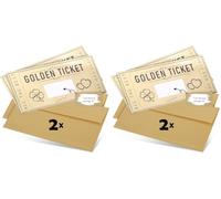 DasWas 2X Golden Ticket Scratch Card Reveal - Gift Voucher to Fill in Yourself with Scratch-Off Sticker - DIY Surprise and Gift Cards - Personalised Gift in Sparkling Envelope (Pack of 2)