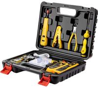 Dasxskj Pass Through RJ45 Crimp Tool Kit, Network Tool Kit, Ethernet Crimper Cat6 Cat5e Cat5 Crimping Tool with Wire Tracker, 110/88 Punchdown Tool, Cat6 Pass Through Connectors, Wire Stripper