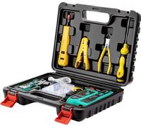 Dasxskj RJ45 Crimp Tool Kit Pass Through, Network Tool Kit, Ethernet Crimper for Cat6 Cat5e Cat5 8P/6P Connectors, Wire Tracker, 110/88 Punchdown Tool, Cat6 Pass Through Connectors, Stripper, Cutter