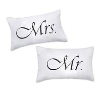 DasyFly 2PCS Mr and Mrs Pillow Cases,His and Hers Couples Pillowcases,Romantic Anniversary Engagement Christmas Wedding Gifts for The Couple,Bride Shower Gifts Ideas