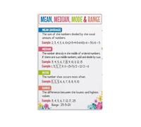 Data Analyzing Poster, Mean Median Mode Range Art School Educational Chart Poster 20x30inch(50x75cm)