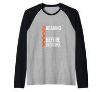 Data Before Decisions Funny Saying Sarcastic Raglan Baseball Tee