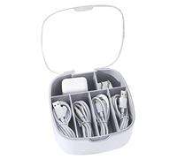 Data Cable Organiser Box | 6 Compartments Travel Organiser Bag Cable Storage Box Cable Management Box - Electronics Organiser for Office, Home Use, Storage of Desk Accessories for Stationery, White,