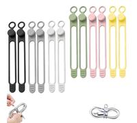 Data Cable Organizer, Elastic Reusable Silicone Cable Straps Cord Organizer for Bundling and Fastening Earphone, Phone Charger (12 PCS)