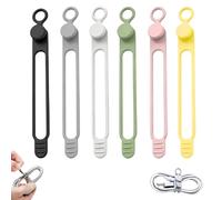 Data Cable Organizer, Elastic Reusable Silicone Cable Straps Cord Organizer for Bundling and Fastening Earphone, Phone Charger (6 PCS)