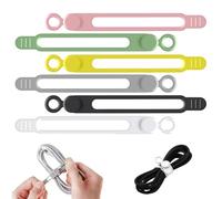 Data Cable Organizer, Elastic Reusable Silicone Cable Straps Cord Organizer for Bundling and Fastening Earphone, Phone Charger (6 PCS)
